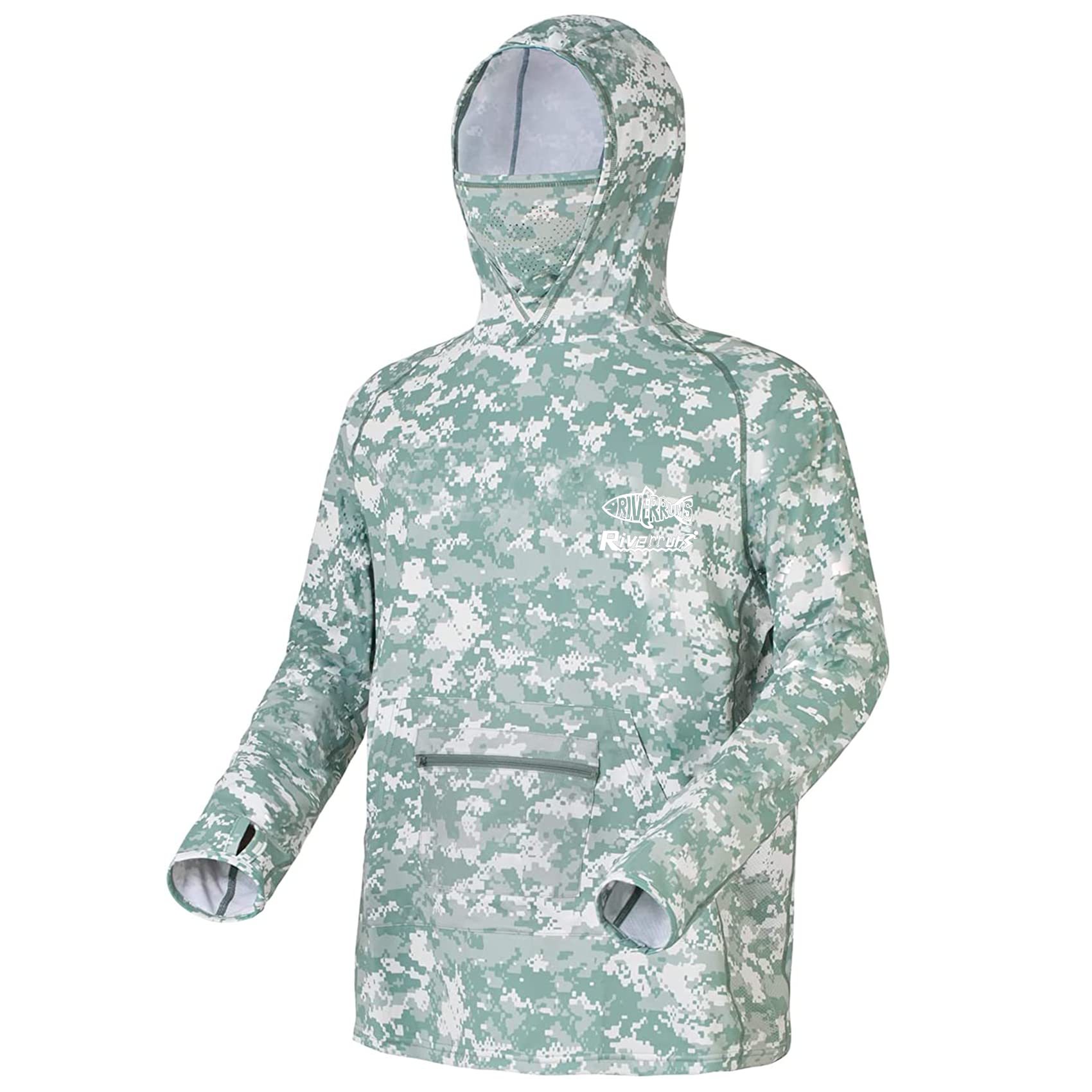 Riverruns UPF 50+ Fishing Hoodie, Sun Hooded Fishing Shirt, Sun Protection Long Sleeves Shirt for Men Fishing