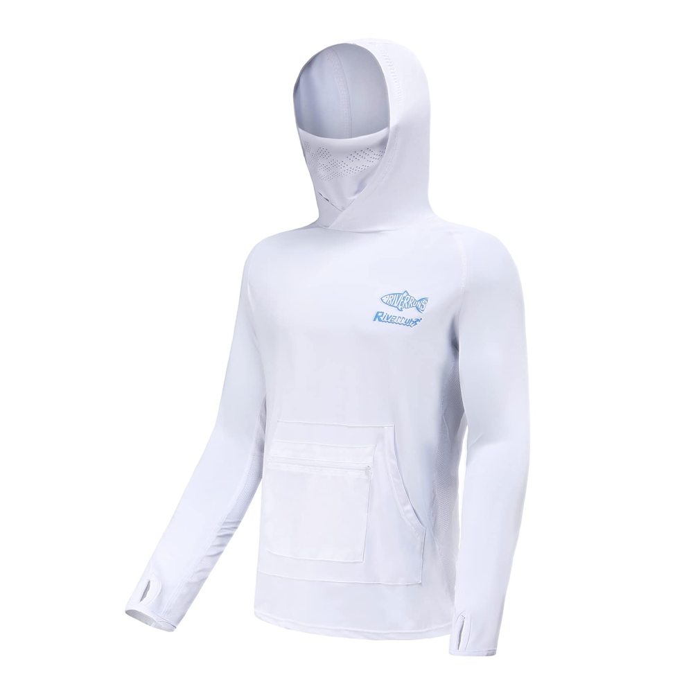 Riverruns UPF 50+ Fishing Hoodie, Sun Hooded Fishing Shirt, Sun Protection Long Sleeves Shirt for Men Fishing