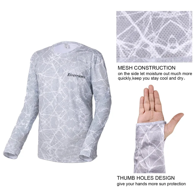 Aventik UPF 50+ Long Sleeve Fishing Shirt, Light Weight Fishing Shirt Men with Sun Protection Outdoor Activity