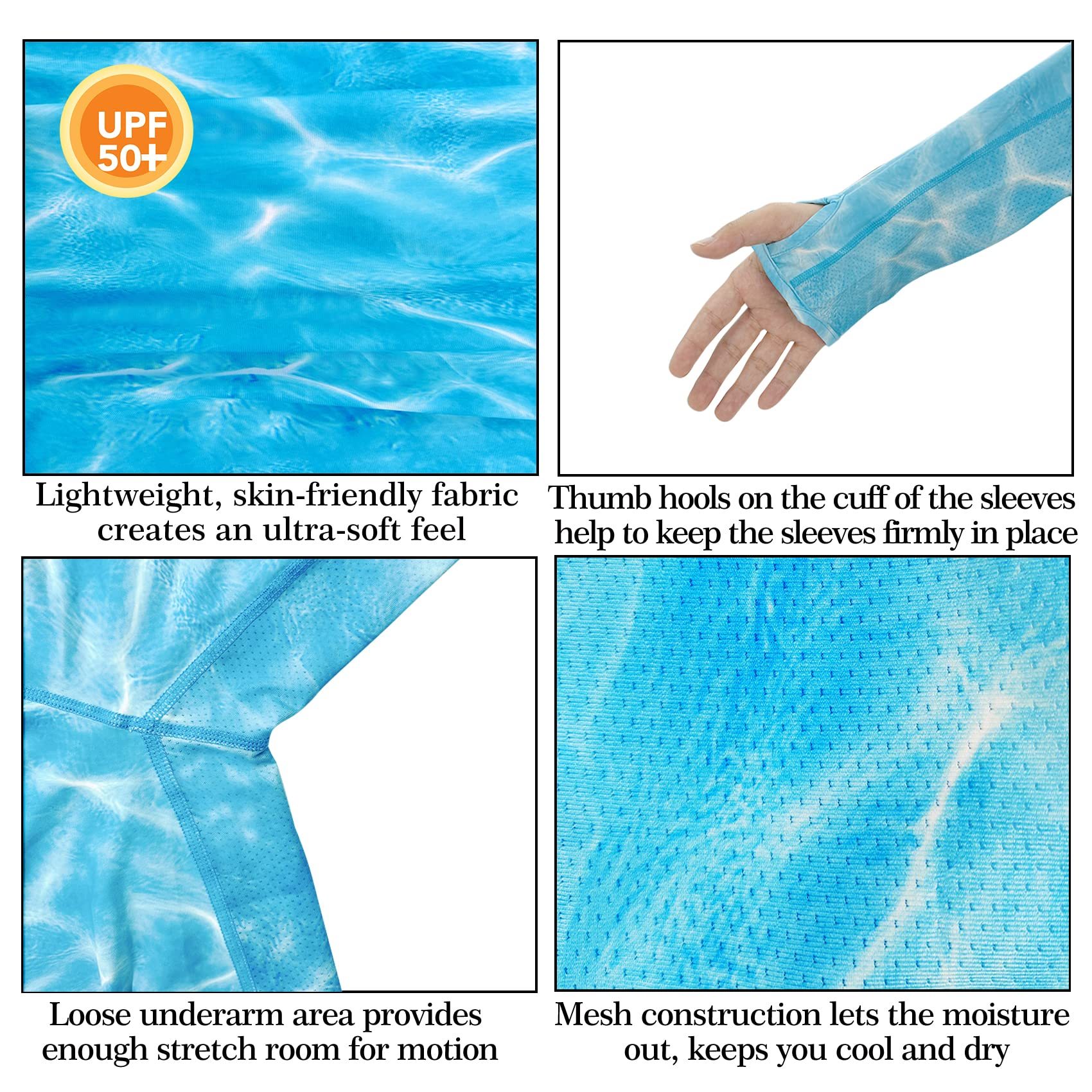 Aventik UPF 50+ Long Sleeve Fishing Shirt, Light Weight Fishing Shirt Men with Sun Protection Outdoor Activity