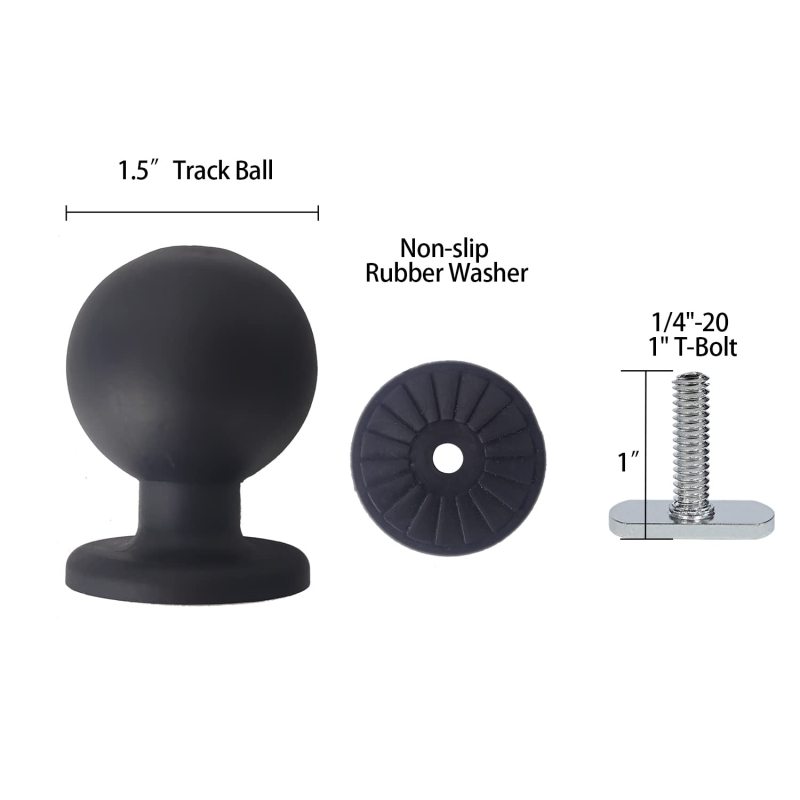 Aventik 1.5" or 1" Track Ball, T-Bolt Mount Track Ball with 1/4"-20 x 1 T-Bolt Attachment for Kayaks, Boats.