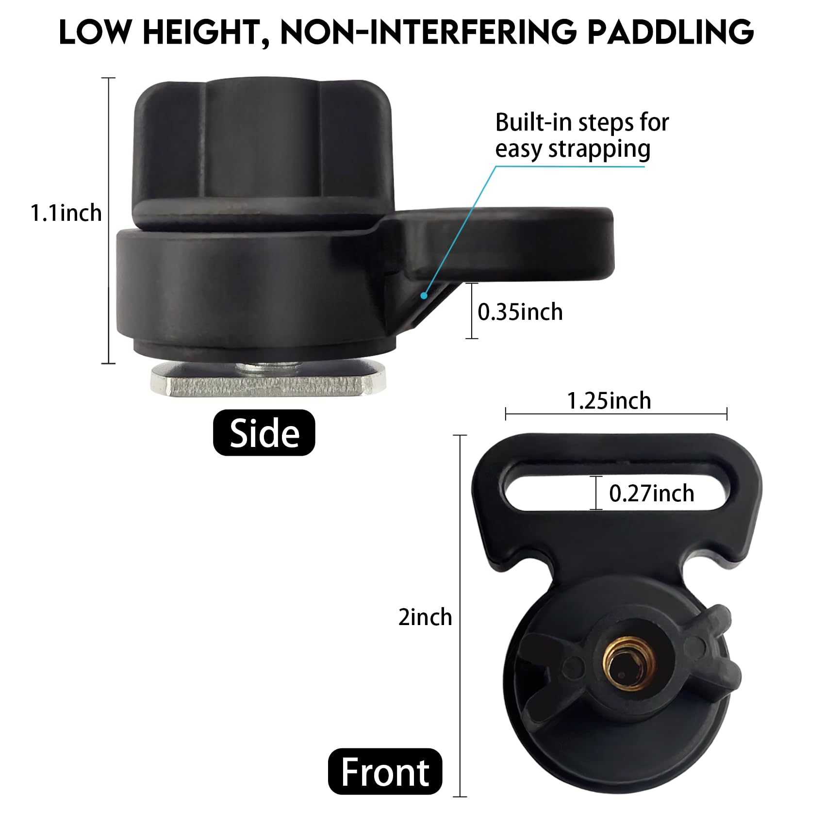 Aventik Tie Downs for Kayak Track Mount 2 Packs Black Track Mount Horizontal Tie Downs Tie Down Mount for Securing Cooler, Crate and Other Kayak Accessories