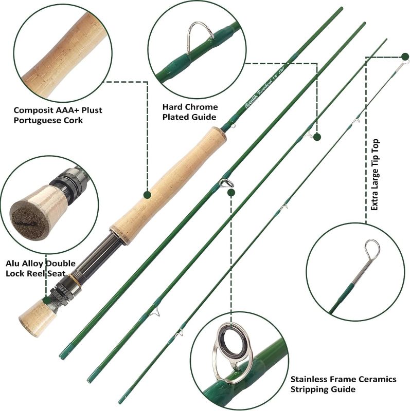 Aventik Fly Fishing Riverbend Series Fly Rod IM8 Graphite Blank 0/1/2/3/4/5/6/7/8 wt Rods, 6/7/8/9/10ft Lightweight Fly Fishing Rod Medium Fast Action