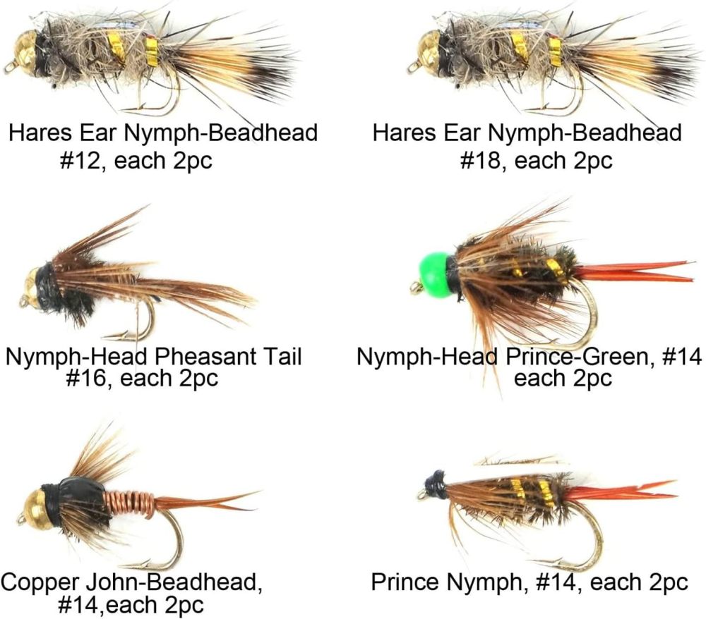 Best Assortment Flies Combo Carp Flies Wet Trout Fishing Flies Dry Flies,Nymphs,Streamers,Salt Water Flies with Silicone Fly Box Packing
