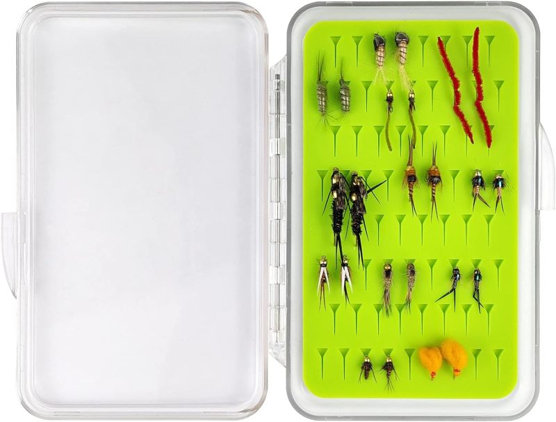 Best Assortment Flies Combo Carp Flies Wet Trout Fishing Flies Dry Flies,Nymphs,Streamers,Salt Water Flies with Silicone Fly Box Packing