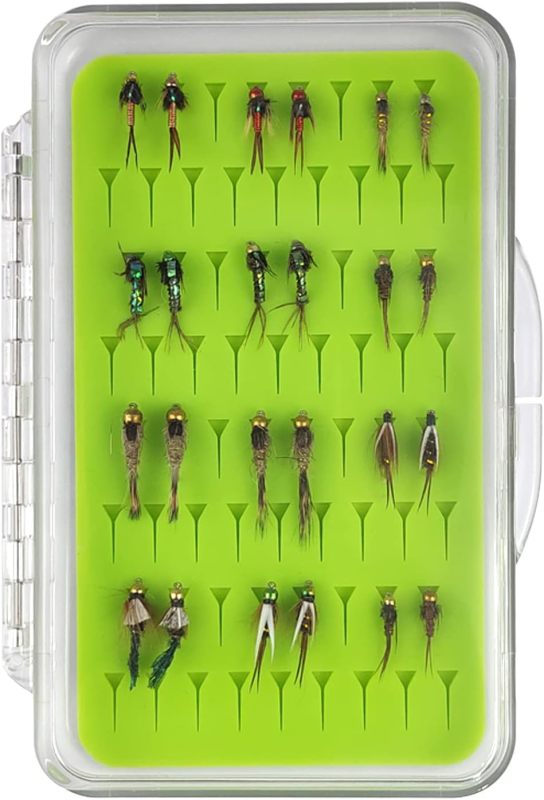 Best Assortment Flies Combo Carp Flies Wet Trout Fishing Flies Dry Flies,Nymphs,Streamers,Salt Water Flies with Silicone Fly Box Packing