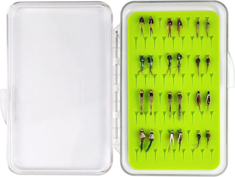 Best Assortment Flies Combo Carp Flies Wet Trout Fishing Flies Dry Flies,Nymphs,Streamers,Salt Water Flies with Silicone Fly Box Packing