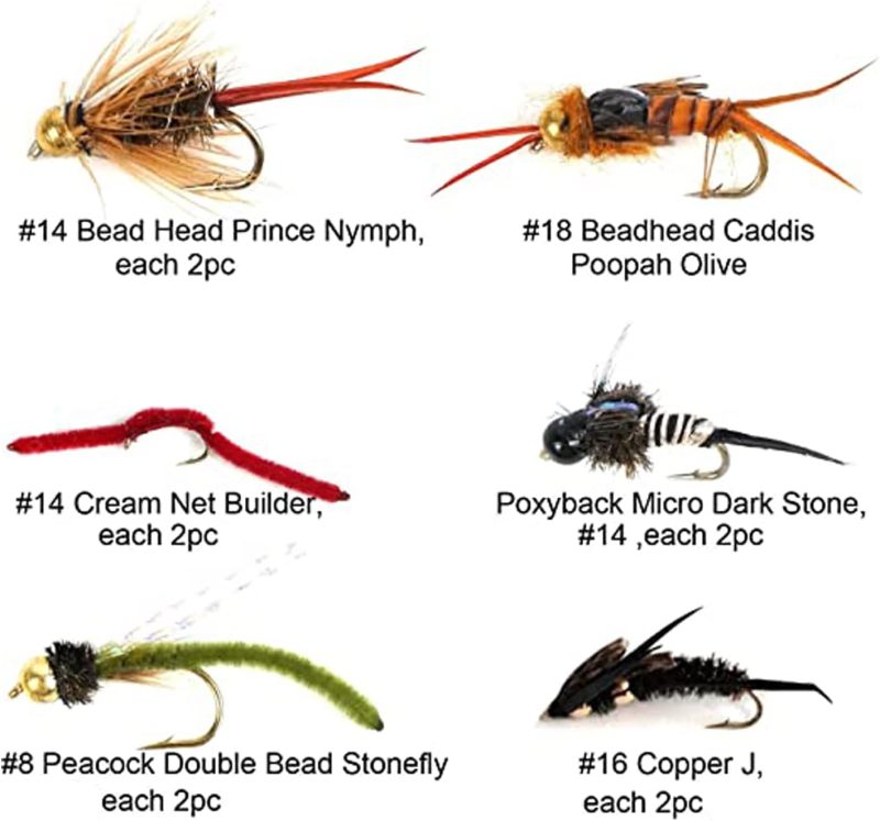 Best Assortment Flies Combo Carp Flies Wet Trout Fishing Flies Dry Flies,Nymphs,Streamers,Salt Water Flies with Silicone Fly Box Packing