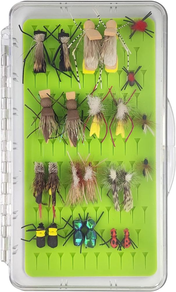 Best Assortment Flies Combo Carp Flies Wet Trout Fishing Flies Dry Flies,Nymphs,Streamers,Salt Water Flies with Silicone Fly Box Packing
