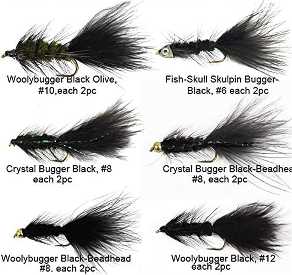 Best Assortment Flies Combo Carp Flies Wet Trout Fishing Flies Dry Flies,Nymphs,Streamers,Salt Water Flies with Silicone Fly Box Packing