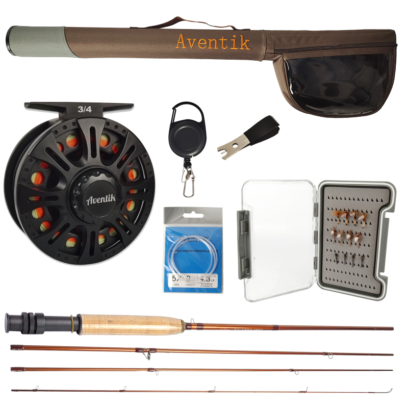 Aventik Extreme Fly Fishing Combo Kit 9'0'' LW3/4, 9'0'' LW5/6 Starter Fly Fishing Rod and Reel Kit Outfit with One Travel Case