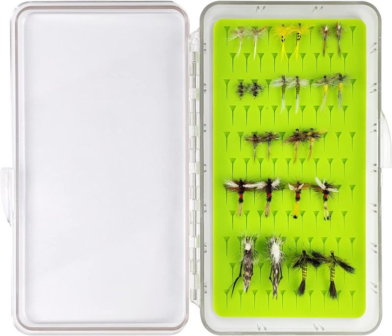 Best Assortment Flies Combo Carp Flies Wet Trout Fishing Flies Dry Flies,Nymphs,Streamers,Salt Water Flies with Silicone Fly Box Packing