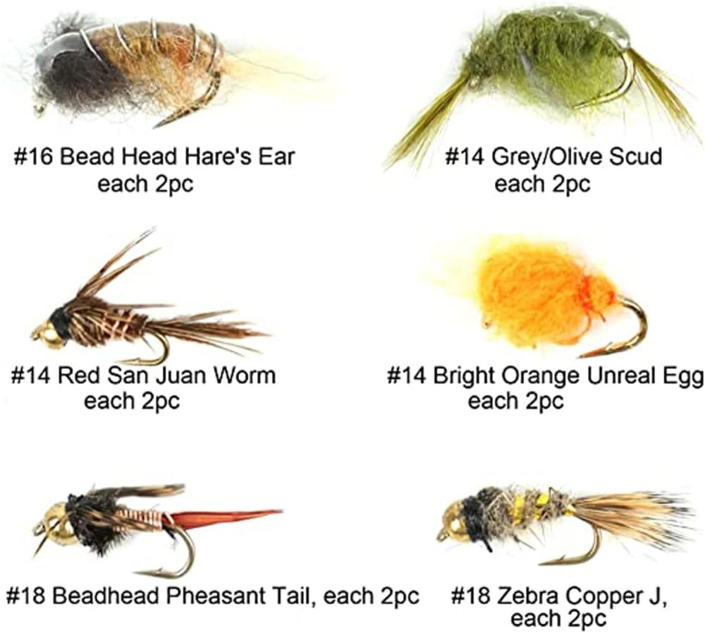 Best Assortment Flies Combo Carp Flies Wet Trout Fishing Flies Dry Flies,Nymphs,Streamers,Salt Water Flies with Silicone Fly Box Packing