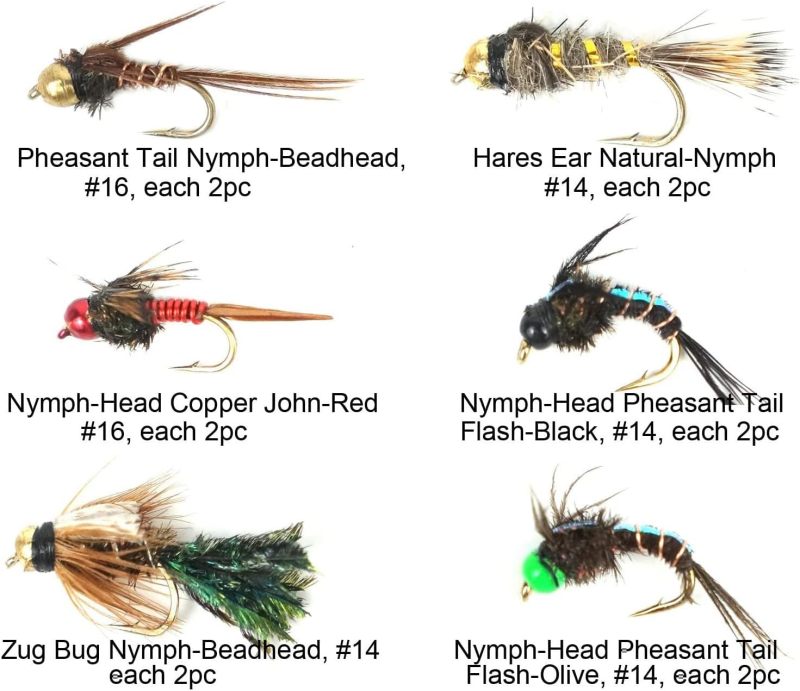 Best Assortment Flies Combo Carp Flies Wet Trout Fishing Flies Dry Flies,Nymphs,Streamers,Salt Water Flies with Silicone Fly Box Packing