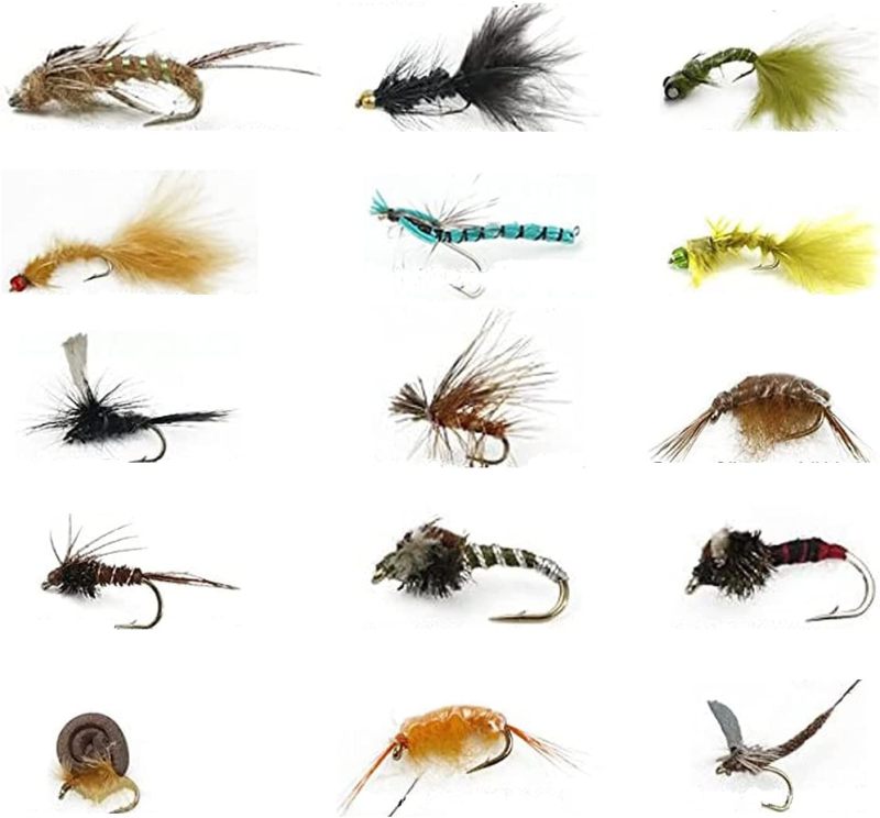 Best Assortment Flies Combo Carp Flies Wet Trout Fishing Flies Dry Flies,Nymphs,Streamers,Salt Water Flies with Silicone Fly Box Packing