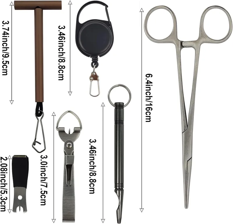 EUPHENG Fly Fishing Accessories Fly Fishing Tools Kit, Fishing Knot Tool and Line Clipper with Retractor, Magnetic Net Release Holder with Lanyard