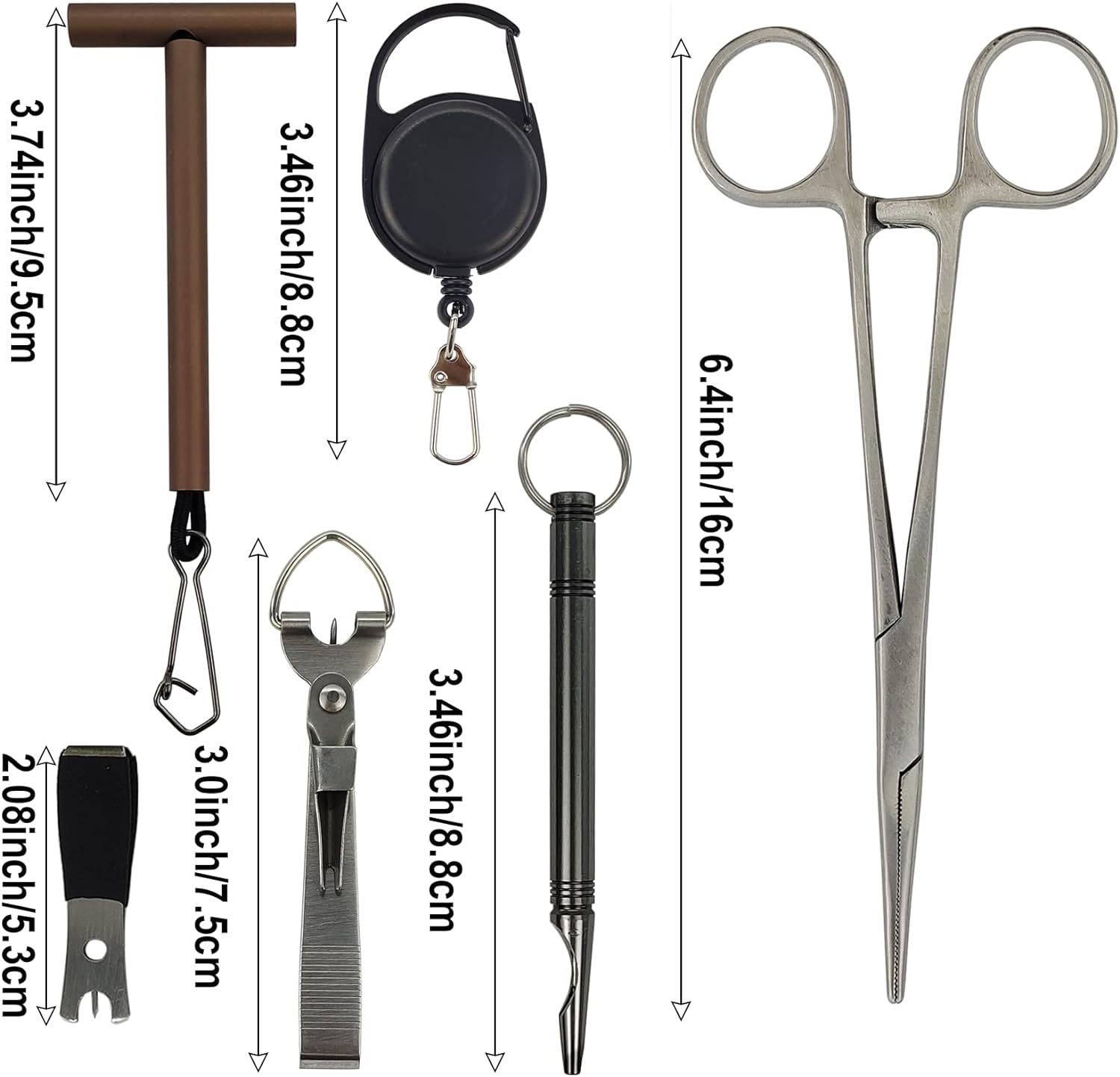 EUPHENG Fly Fishing Accessories Fly Fishing Tools Kit, Fishing Knot Tool and Line Clipper with Retractor, Magnetic Net Release Holder with Lanyard