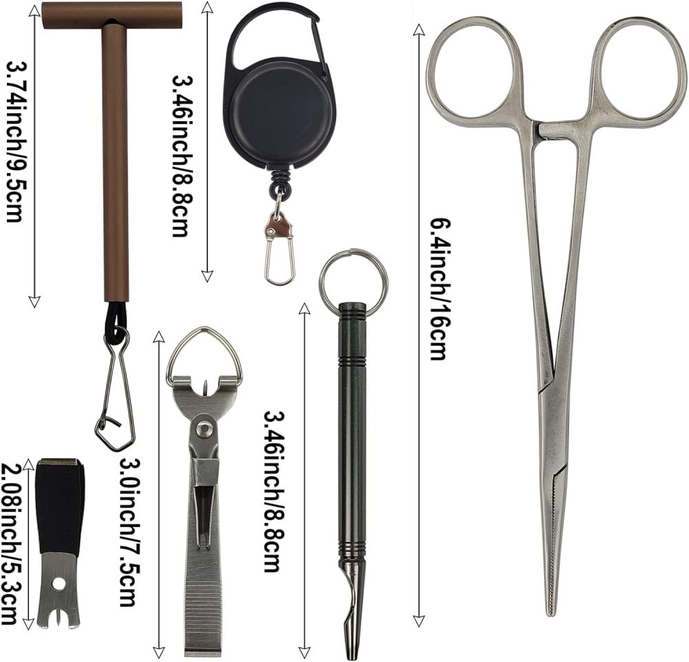 EUPHENG Fly Fishing Accessories Fly Fishing Tools Kit, Fishing Knot Tool and Line Clipper with Retractor, Magnetic Net Release Holder with Lanyard