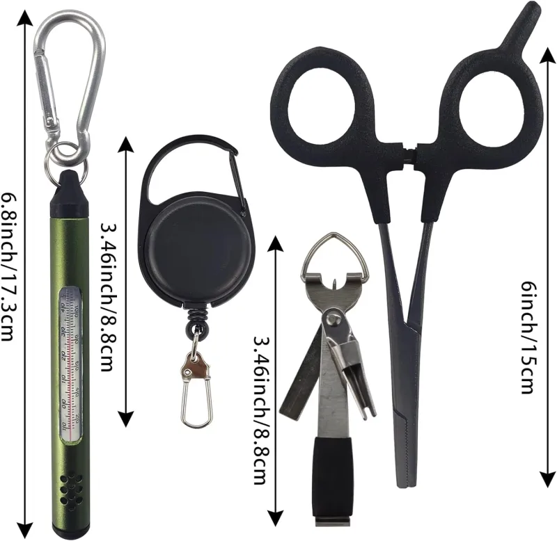 EUPHENG Fly Fishing Accessories Fly Fishing Tools Kit, Fishing Knot Tool and Line Clipper with Retractor, Magnetic Net Release Holder with Lanyard