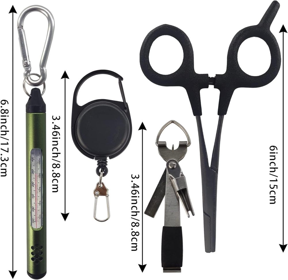 EUPHENG Fly Fishing Accessories Fly Fishing Tools Kit, Fishing Knot Tool and Line Clipper with Retractor, Magnetic Net Release Holder with Lanyard
