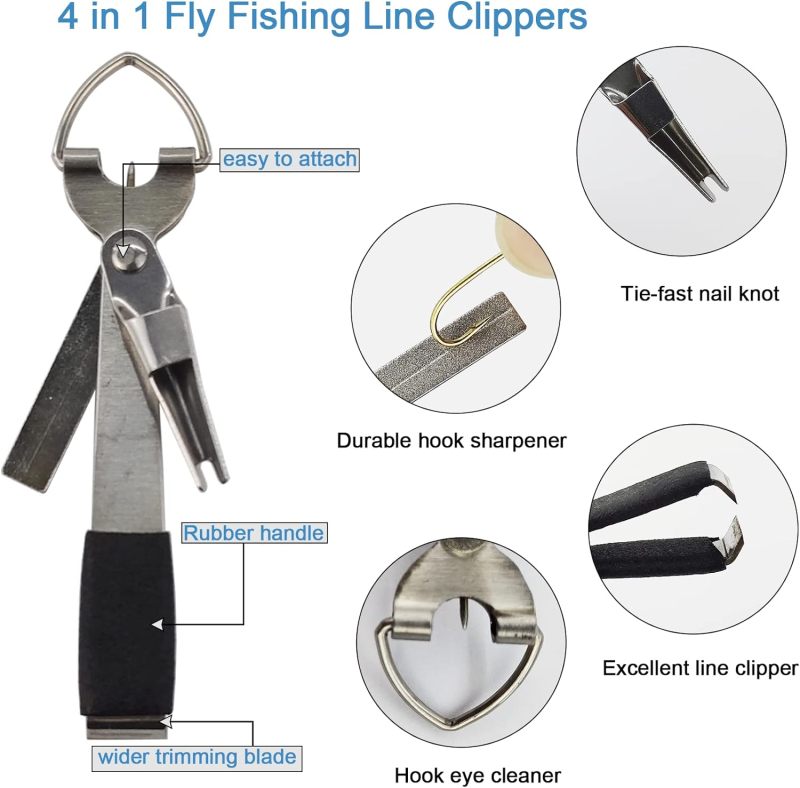 EUPHENG Fly Fishing Accessories Fly Fishing Tools Kit, Fishing Knot Tool and Line Clipper with Retractor, Magnetic Net Release Holder with Lanyard