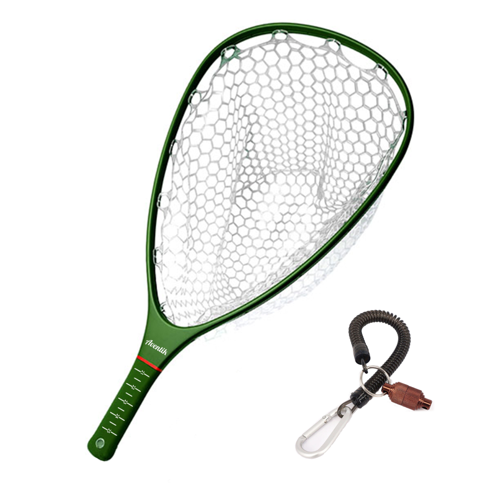 Aventik Floating Fishing Net Carbon Fiber Landing Net Clear Rubber Ghost Net Catch & Release Net with Magnetic Net Release