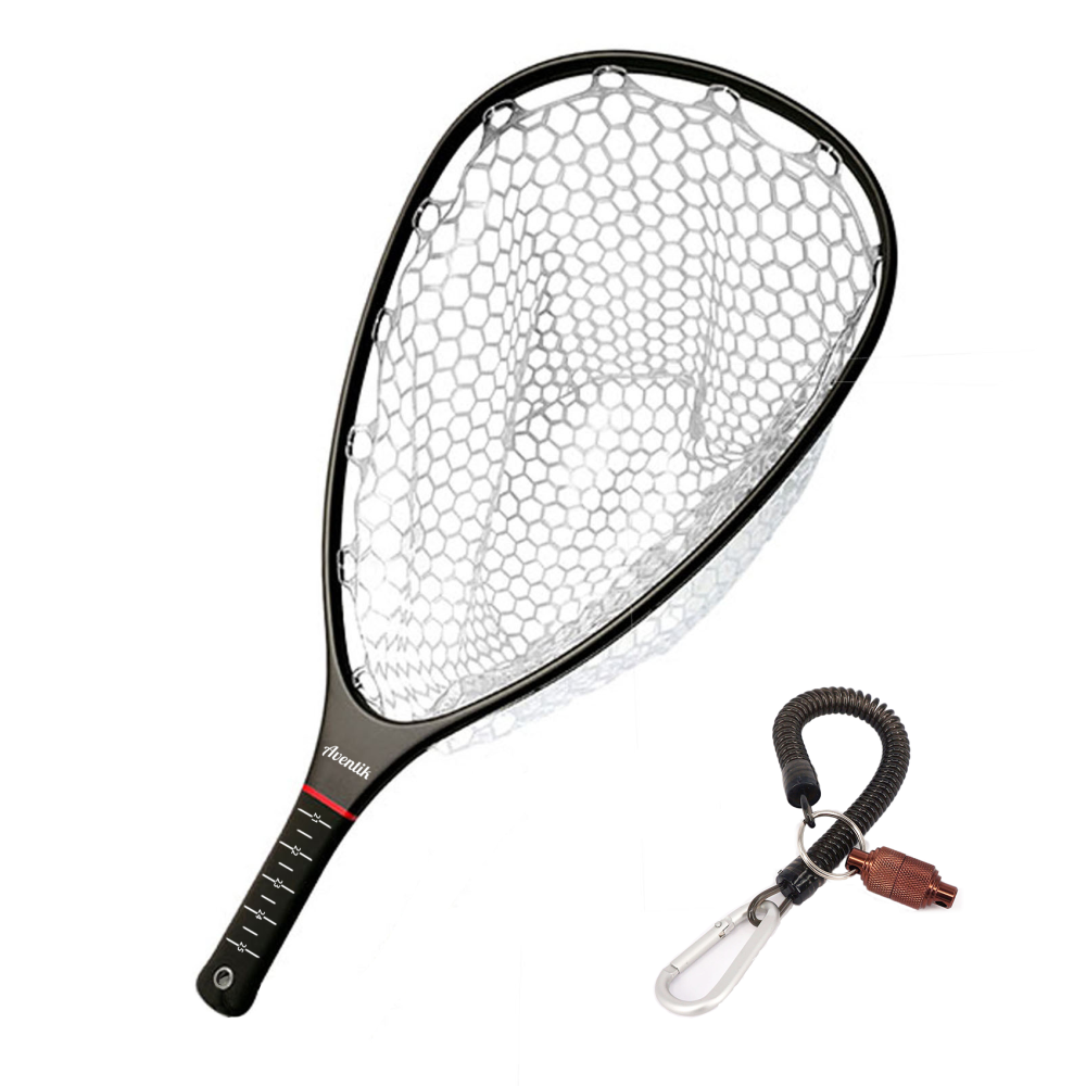 Aventik Floating Fishing Net Carbon Fiber Landing Net Clear Rubber Ghost Net Catch & Release Net with Magnetic Net Release
