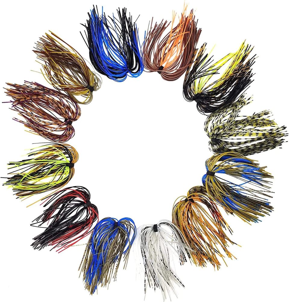 Eupheng Silicone Jig Skirts Fishing Lure Skirt Replacement for Spinnerbaits Bass Buzzbaits DIY Squid Jig Spinner Bait Buzzbaits Accessories