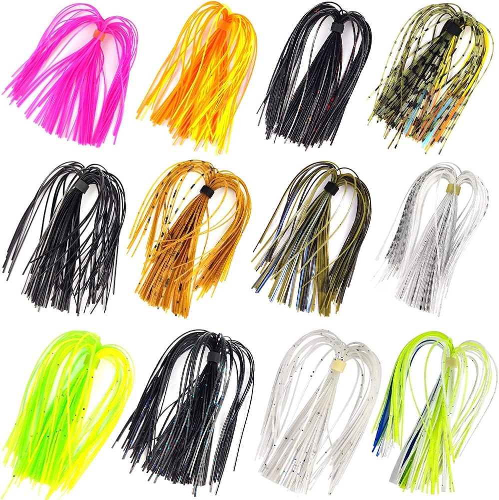 Eupheng Silicone Jig Skirts Fishing Lure Skirt Replacement for Spinnerbaits Bass Buzzbaits DIY Squid Jig Spinner Bait Buzzbaits Accessories
