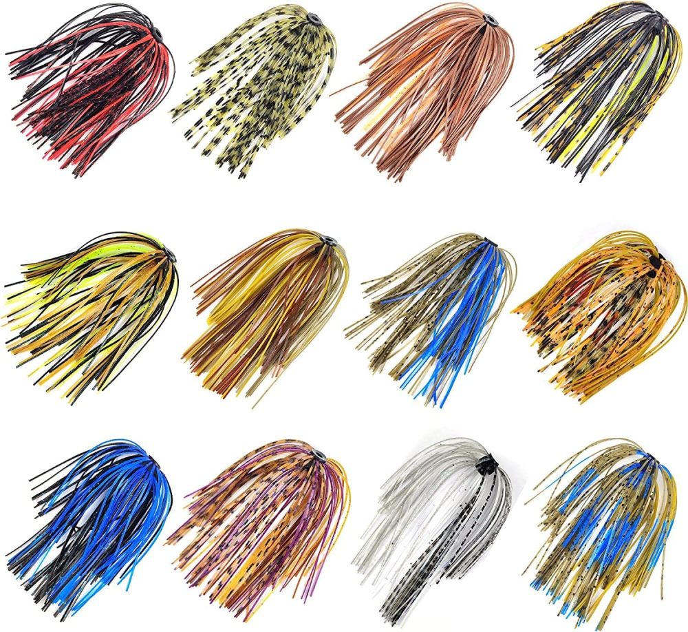 Eupheng Silicone Jig Skirts Fishing Lure Skirt Replacement for Spinnerbaits Bass Buzzbaits DIY Squid Jig Spinner Bait Buzzbaits Accessories