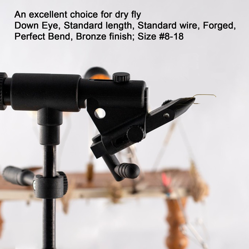 Eupheng Fly Fishing Hooks 100pc Pack Micro Barbed High Carbon Steel Bronze Forged for Dry Flies, Curved Nymphs, Shrimp,Caddis Pupa