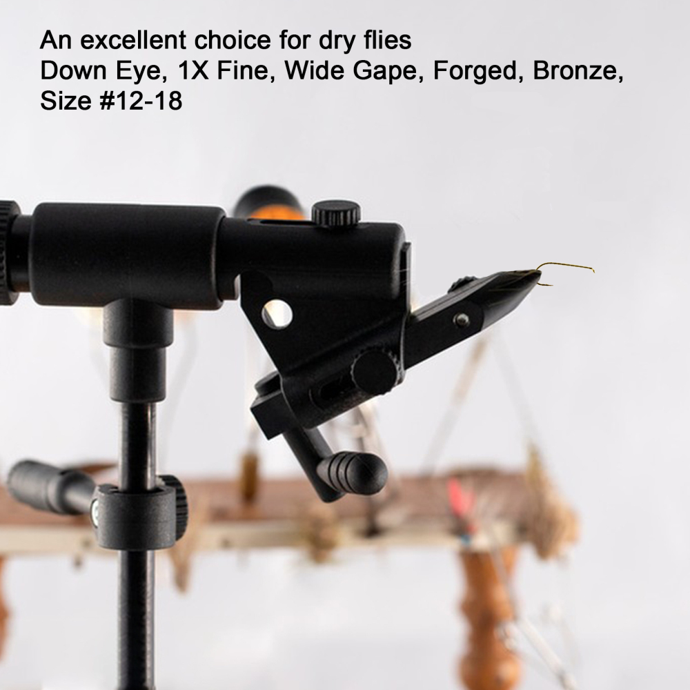 Eupheng Fly Fishing Hooks 100pc Pack Micro Barbed High Carbon Steel Bronze Forged for Dry Flies, Curved Nymphs, Shrimp,Caddis Pupa