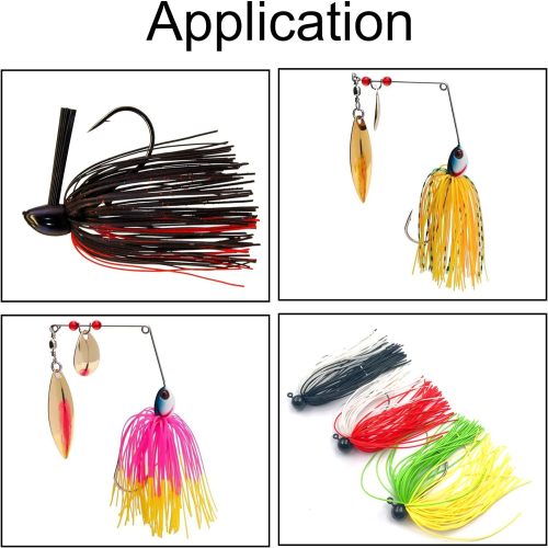 Eupheng Silicone Jig Skirts Fishing Lure Skirt Replacement for Spinnerbaits Bass Buzzbaits DIY Squid Jig Spinner Bait Buzzbaits Accessories