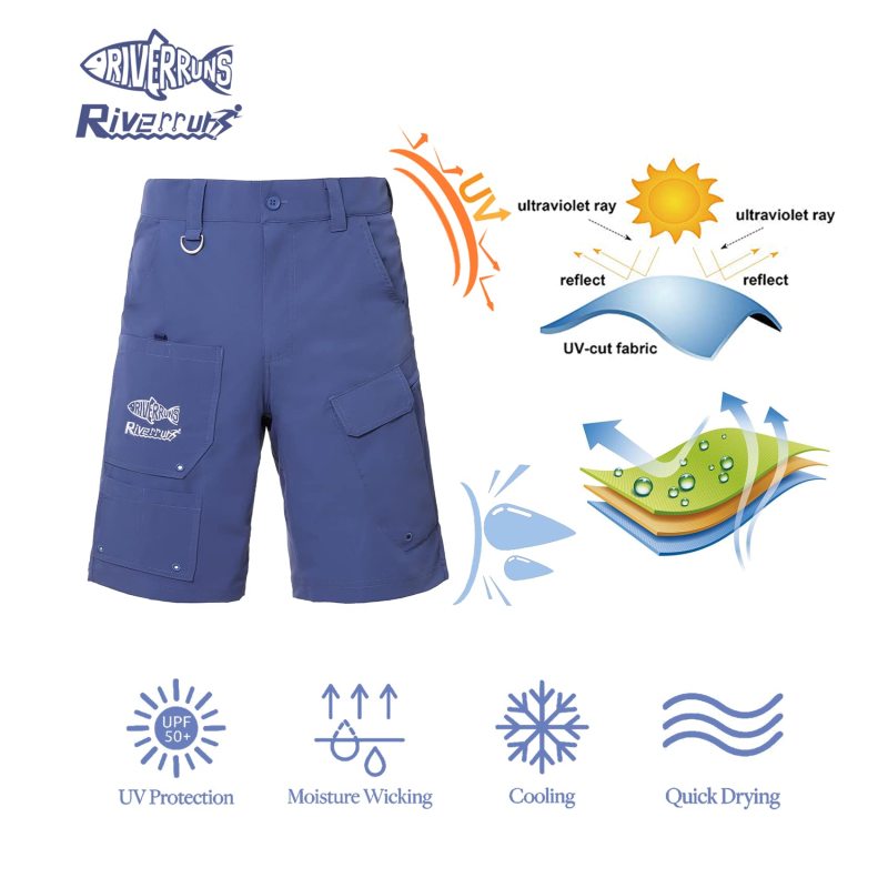 Aventik  9 Pockets Performance Fishing Shorts, Water-Repellant Cargo Short, Breathable UPF 50+ Hiking Shorts