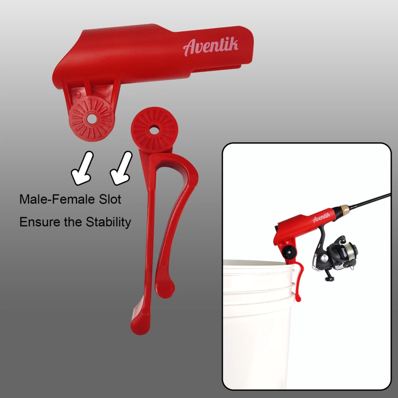Aventik Bucket Rod Holder for Spinning Fishing Ice Fishing, Adjustable Angle in Vertical Direction, Durable in Extremely Cold Weather, Free Your Hands, Improve Your Efficiency, Also a Rod Storage Rack