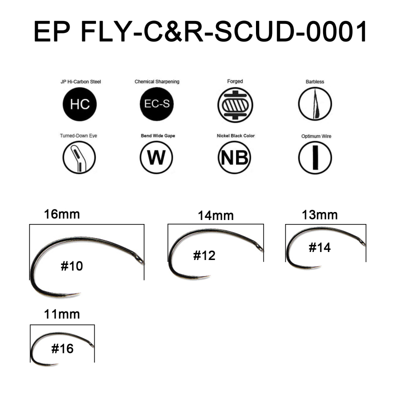 Eupheng Fly Hooks Assortment of Best Sizes Dry Wet Nymph Shrimp&Pupa, Streamer, Caddis, Jig, Scud Flies Great Value Package Barbless Catch & Release Fishing Hooks