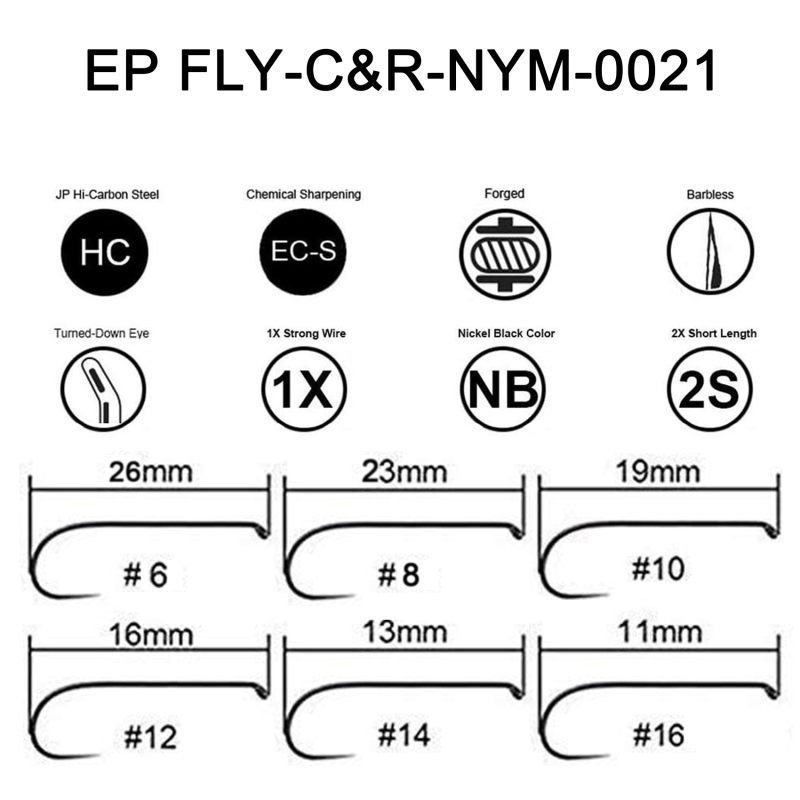 Eupheng Fly Hooks Assortment of Best Sizes Dry Wet Nymph Shrimp&Pupa, Streamer, Caddis, Jig, Scud Flies Great Value Package Barbless Catch & Release Fishing Hooks