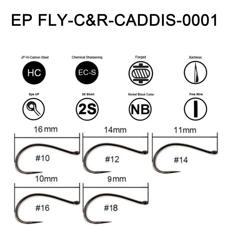 Eupheng Fly Hooks Assortment of Best Sizes Dry Wet Nymph Shrimp&Pupa, Streamer, Caddis, Jig, Scud Flies Great Value Package Barbless Catch & Release Fishing Hooks
