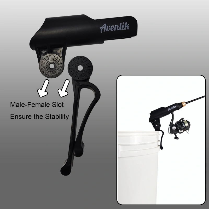 Aventik Bucket Rod Holder for Spinning Fishing Ice Fishing, Adjustable Angle in Vertical Direction, Durable in Extremely Cold Weather, Free Your Hands, Improve Your Efficiency, Also a Rod Storage Rack