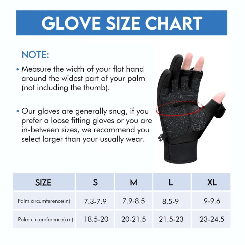 Riverruns Flexible Fishing Gloves Fleece Lining Windproof Ice Fishing Gloves Water-Repellent Touchscreen 3 Cut Fingers