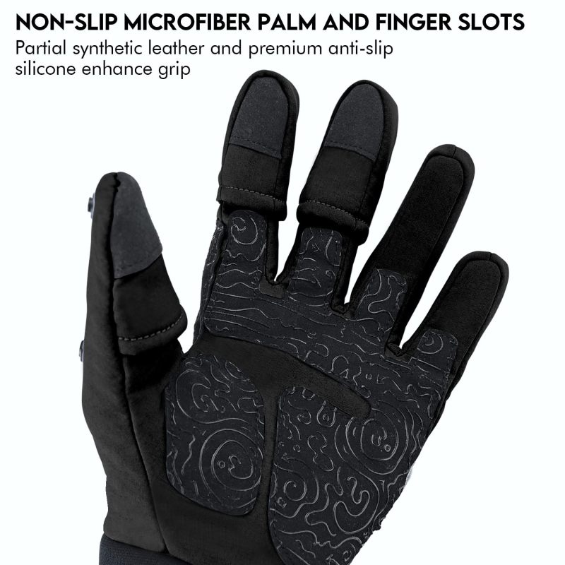 Riverruns Flexible Fishing Gloves Fleece Lining Windproof Ice Fishing Gloves Water-Repellent Touchscreen 3 Cut Fingers