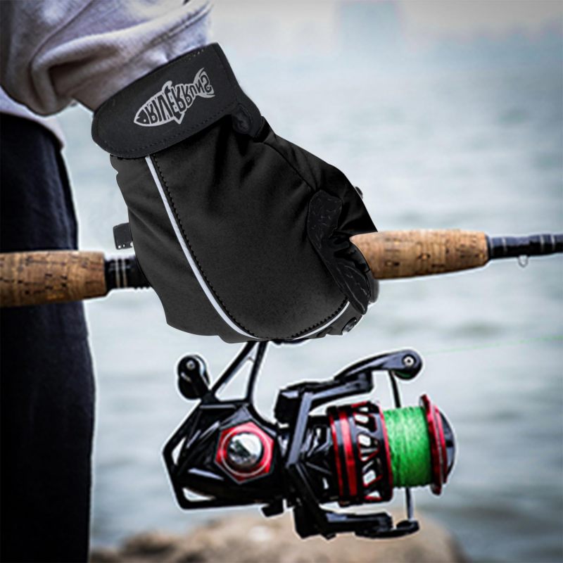 Riverruns Flexible Fishing Gloves Fleece Lining Windproof Ice Fishing Gloves Water-Repellent Touchscreen 3 Cut Fingers