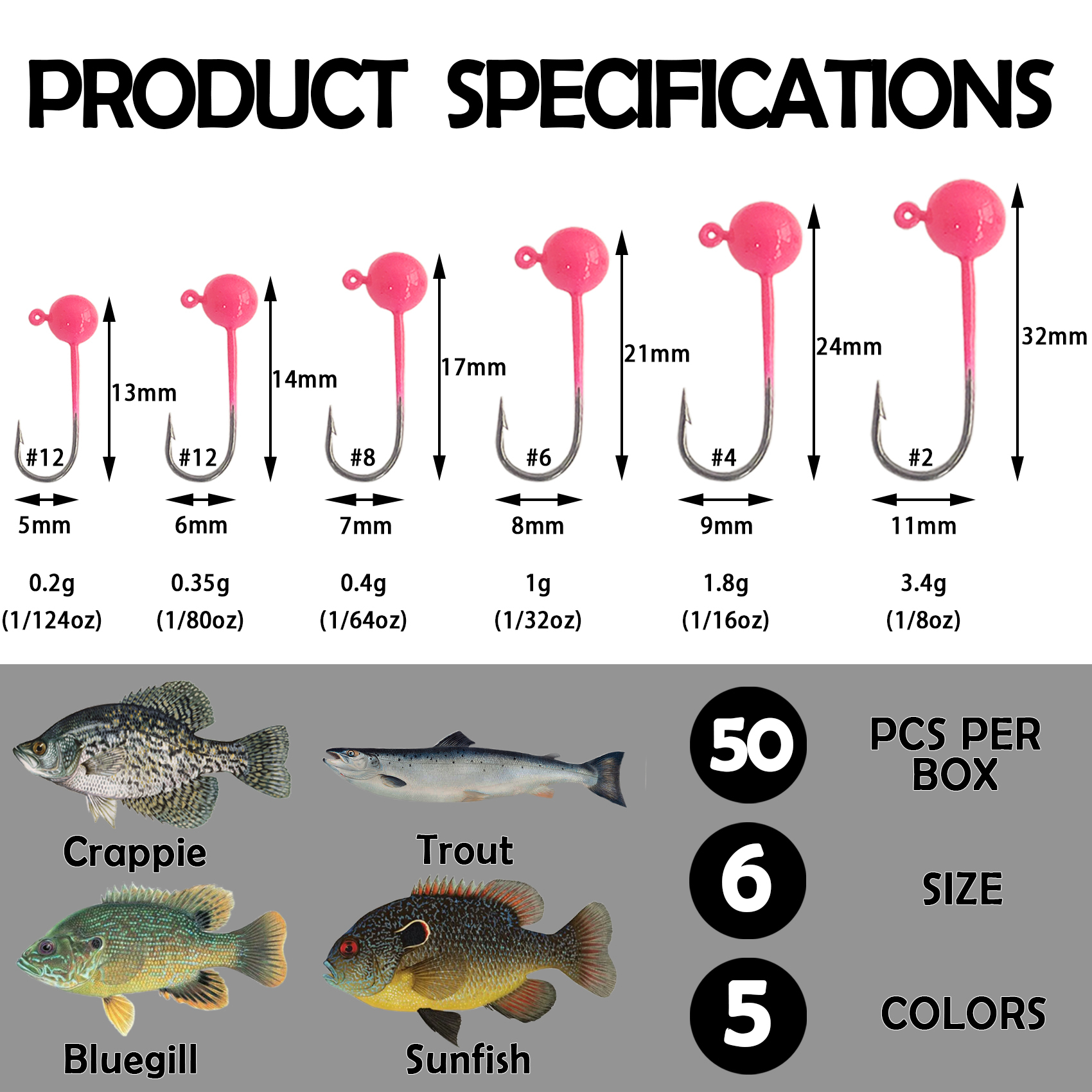 Eupheng 50pcs Fly Tying Jigs Kit Glow in the Dark Jig Heads for Fly Fishing, Jig Head Fly Fishing Hooks DIY Lure Making Kit Suit for Tying Flies