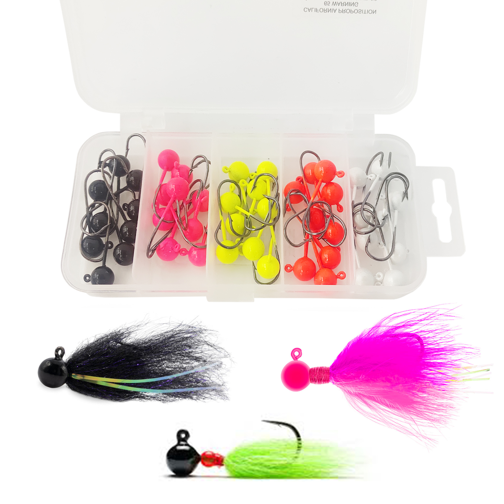 Eupheng 50pcs Fly Tying Jigs Kit Glow in the Dark Jig Heads for Fly Fishing, Jig Head Fly Fishing Hooks DIY Lure Making Kit Suit for Tying Flies