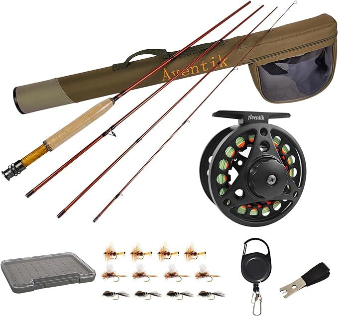 Aventik Extreme Fly Fishing Combo Kit 0/1/2/3/4/5/6 Weight Starter Fly Fishing Rod and Reel Kit Outfit with One Travel Case
