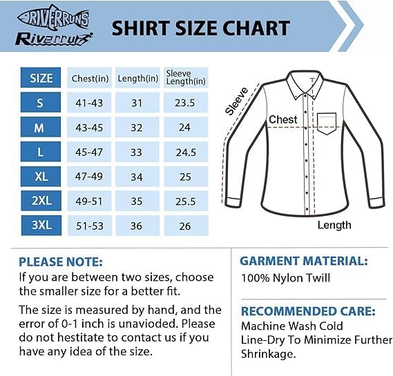 UPF 50+ Men's Fishing Shirts Long Sleeve UV Protection Shirts Water-Repellent for Hiking, Fishing, Camping