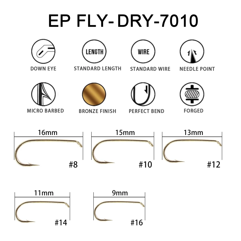 Eupheng Fly Hooks Assortment of Best Sizes Dry Wet Nymph Shrimp&Pupa, Streamer, Caddis, Jig, Scud Flies Great Value Package Micro Barbed High Carbon Steel Bronze Forged Fishing Hooks