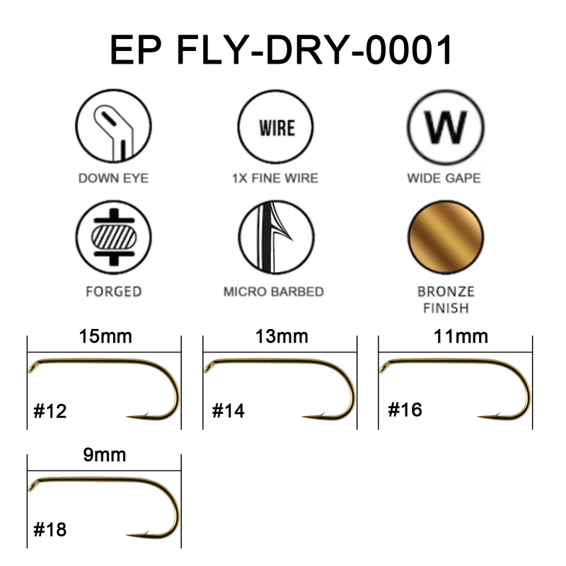 Eupheng Fly Hooks Assortment of Best Sizes Dry Wet Nymph Shrimp&Pupa, Streamer, Caddis, Jig, Scud Flies Great Value Package Micro Barbed High Carbon Steel Bronze Forged Fishing Hooks