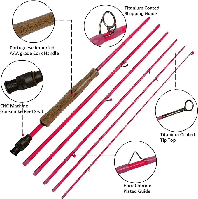Aventik Voya Fly Fishing Rod Economic 6 Pieces Travel Fly Fishing Rods Made  of 24T 100