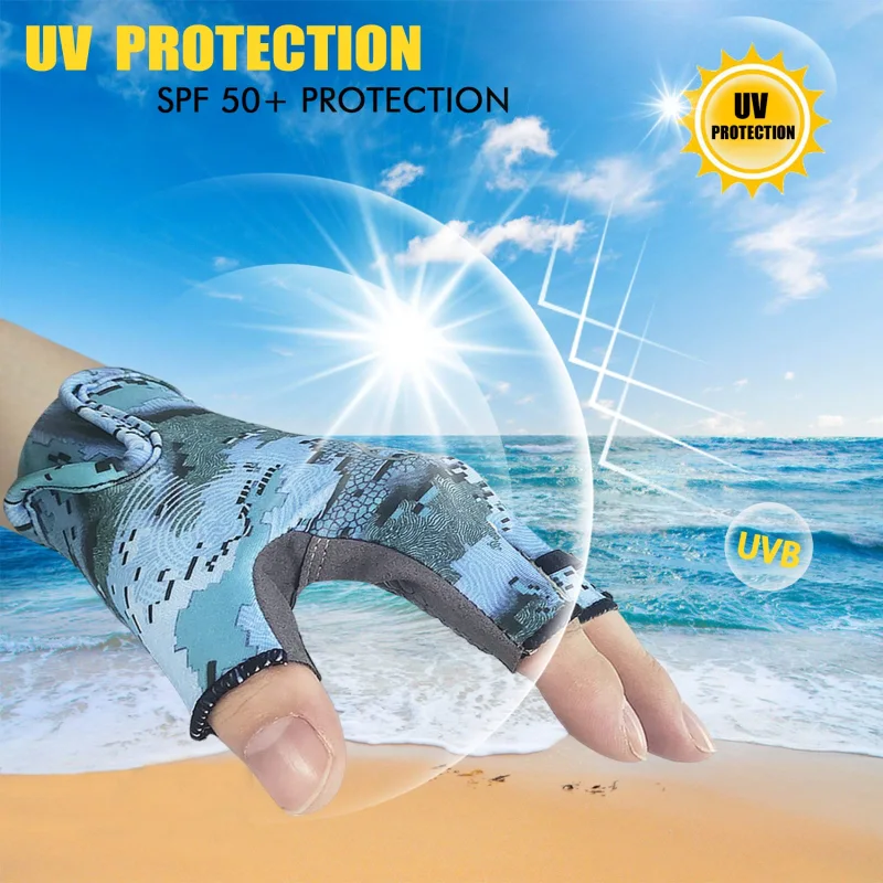 Riverruns Fishing Gloves, UPF50+ Sun Gloves, Fingerless Fishing Gloves, Lightweight Breathable Fishing Gloves Men for Kayaking Paddling Driving Hiking Fishing